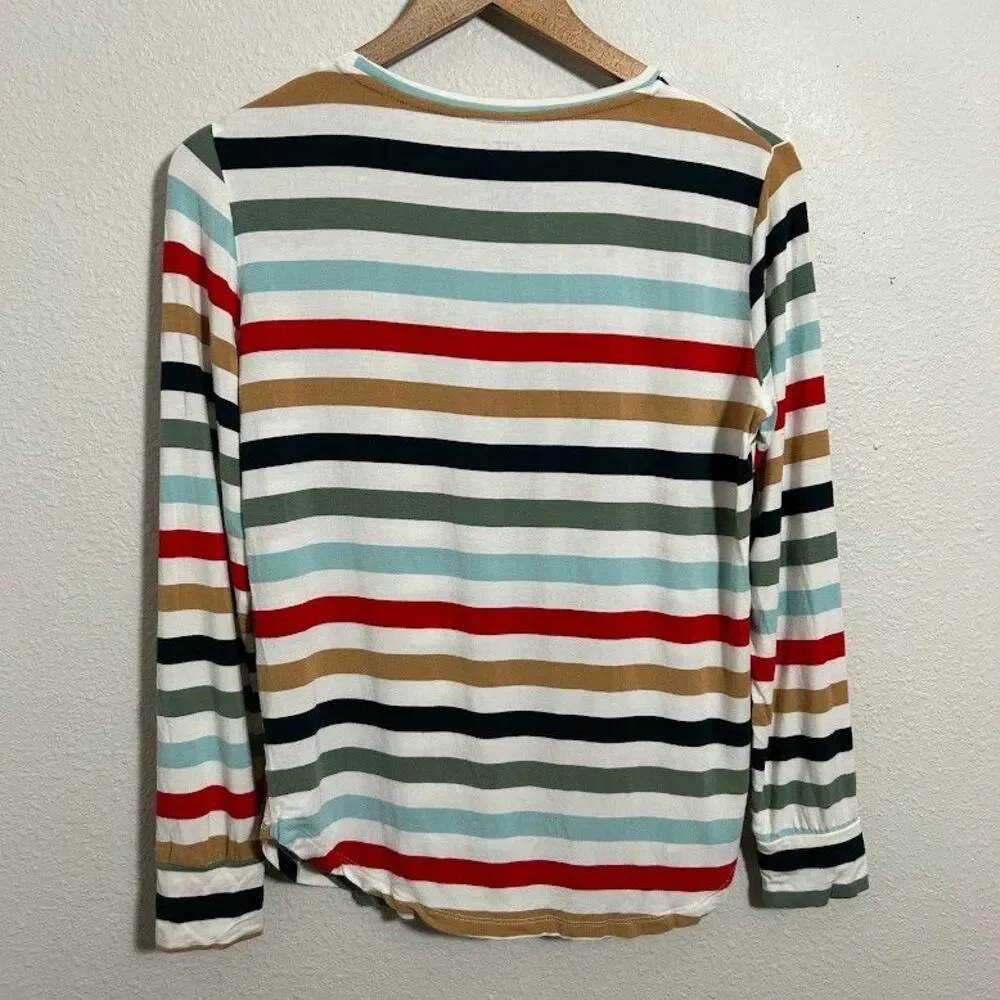 Lates By Kate Striped Pajama Set XS Long Sleeve Joggers Drawstring Comfy Stretch
